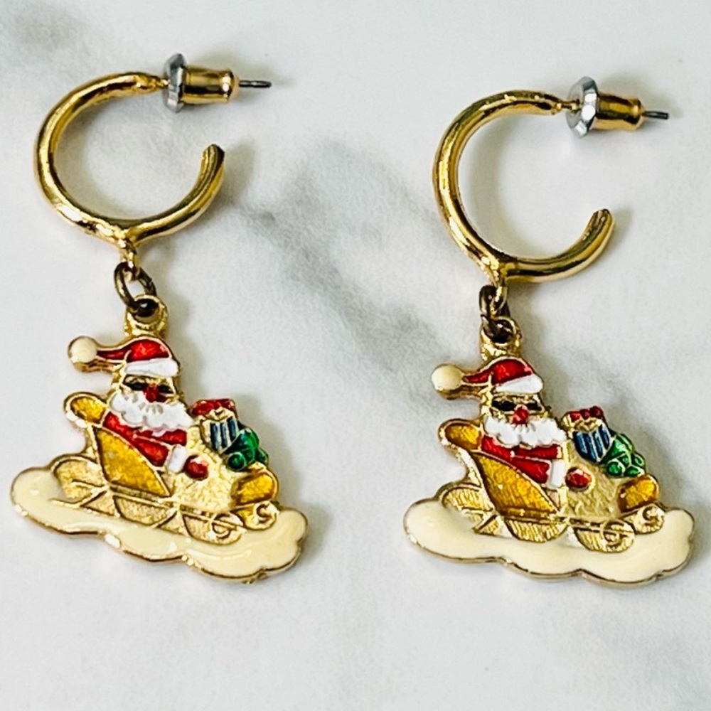 VINTAGE Santa’s Sleigh Post Earrings